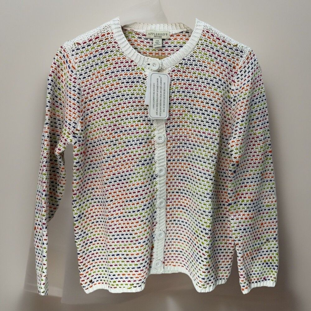 NEW VITANGE Appleseeds Women Sz PM Crochet Cardigan Sweater - Picture 9 of 15